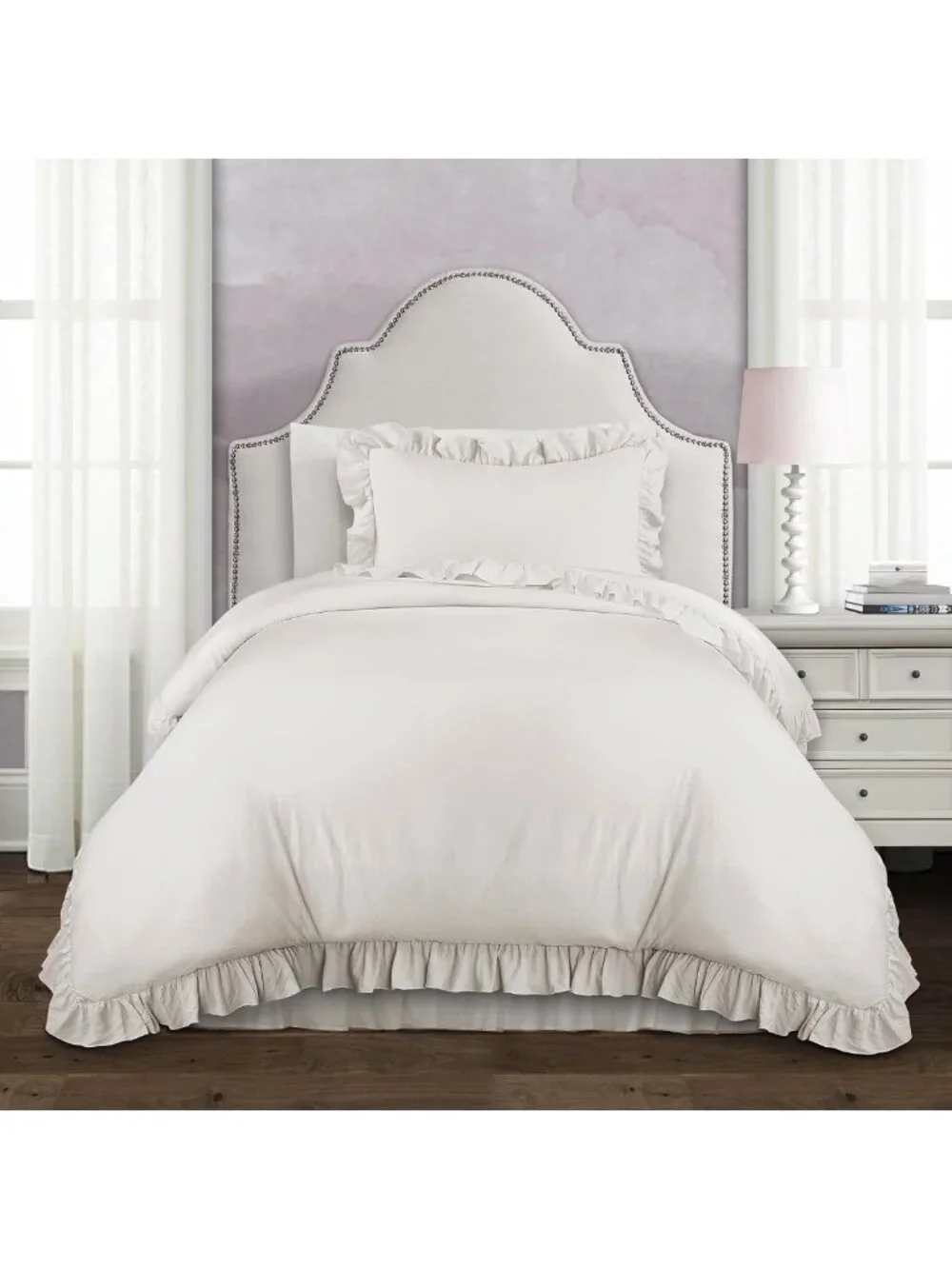 Cozy Ruffled Comforter Set with Matching Shams, Elegant Twin XL Bedding